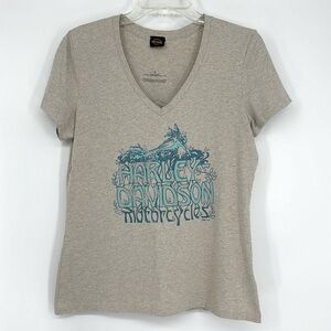 Harley Davidson V-Neck Ladies Short Sleeve Tee-Size Large